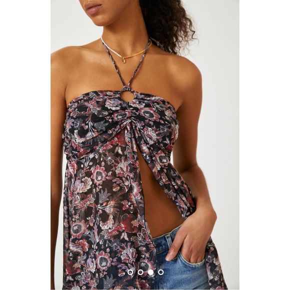 NWT Anthropologie x Let Me Be Open-Front Halter Top Size M - Picture 3 of 10